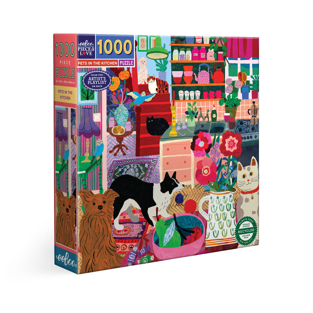Pets in the Kitchen Square Puzzle, 1000 Pieces