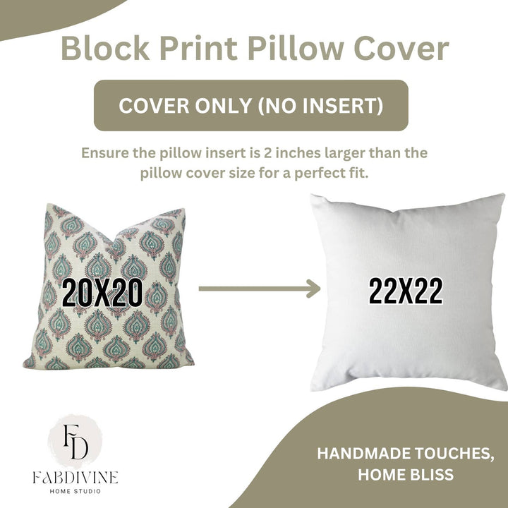 Bold Style Block Print Linen Blend Pillow, 20" x 20"