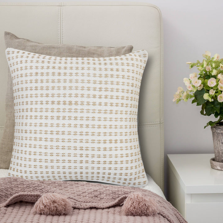 Ivory and Jute Interwoven Pillow, 20" x 20"