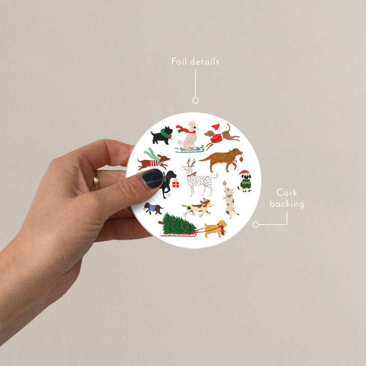 12 Dogs of Christmas Coasters, Set Of 4