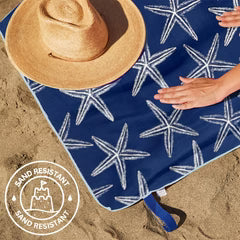 Navy Starfish Reversible Beach Towel