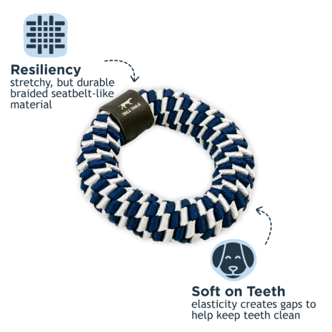 Navy Braided Ring Toy, 6"
