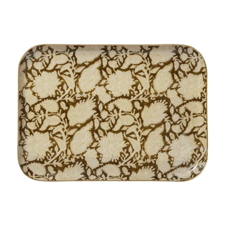 Floral Enamel Metal Tray