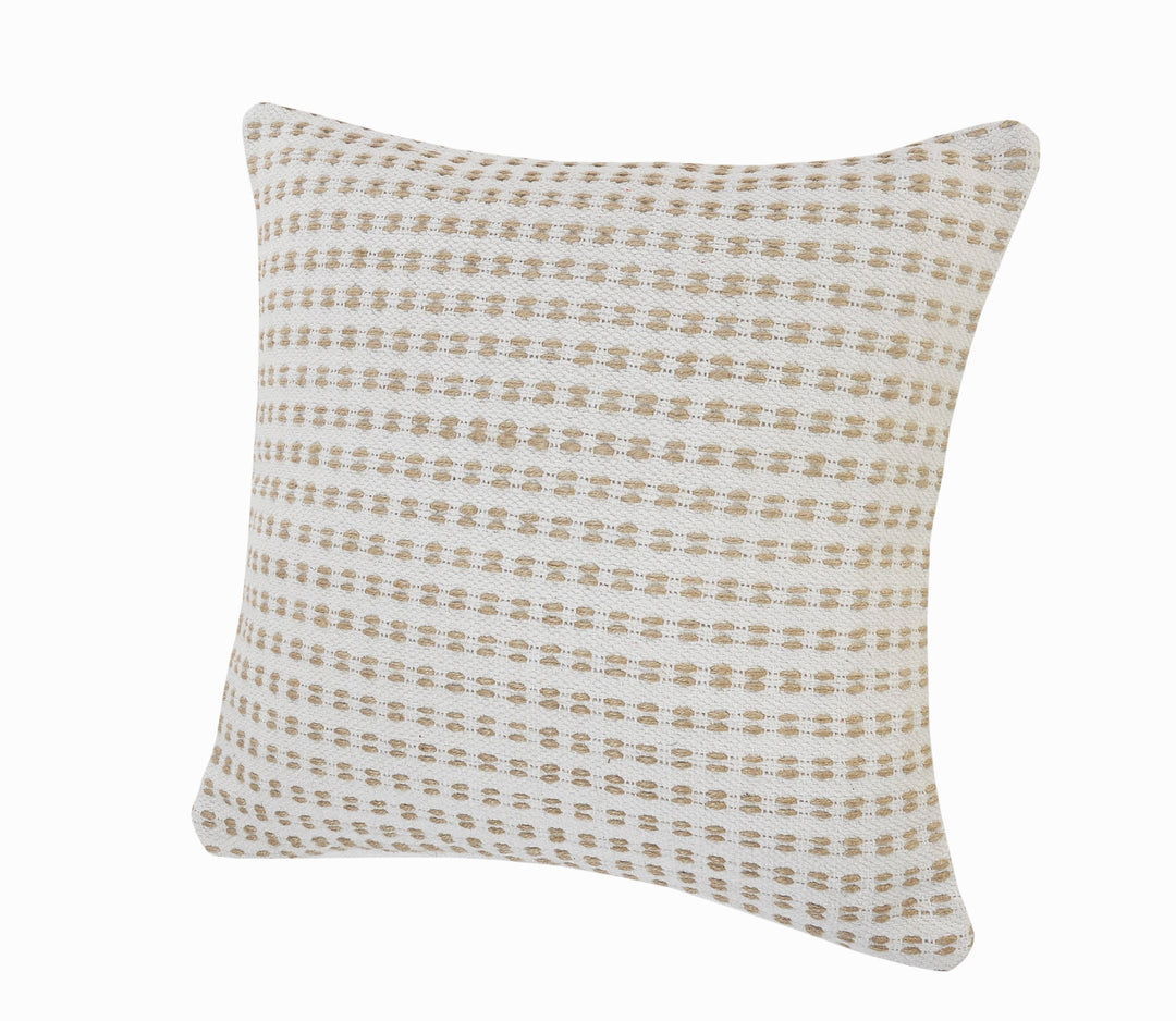 Ivory and Jute Interwoven Pillow, 20" x 20"