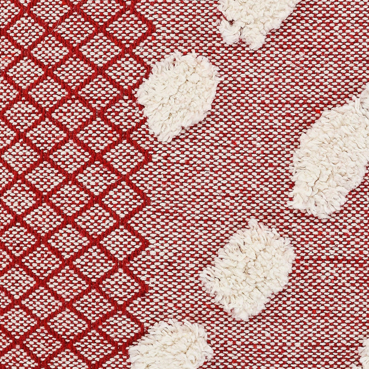 Red Pom-Pom Pillow, 20" x 20"