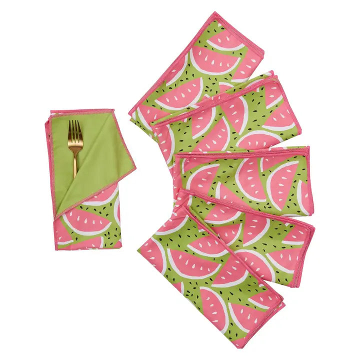 Watermelon Party Blu Dinner Napkins, Set Of 6