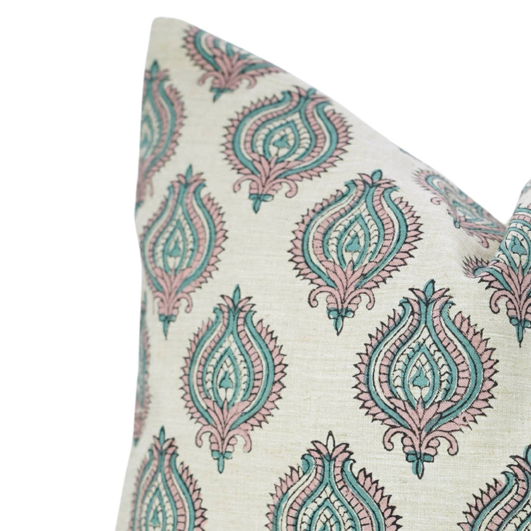 Bold Style Block Print Linen Blend Pillow, 20" x 20"