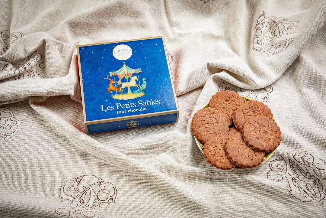 Chocolate Sables Shortbread Cookies In Christmas, Carousel Gift Box