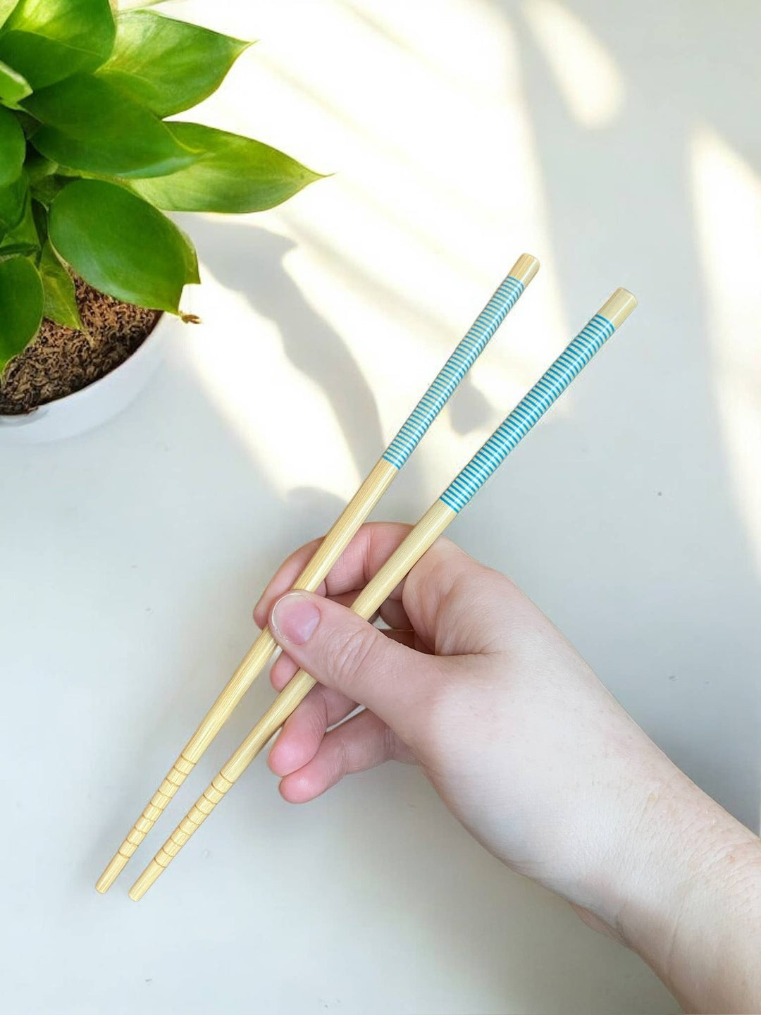 Blue Bamboo Chopsticks, Set Of 2