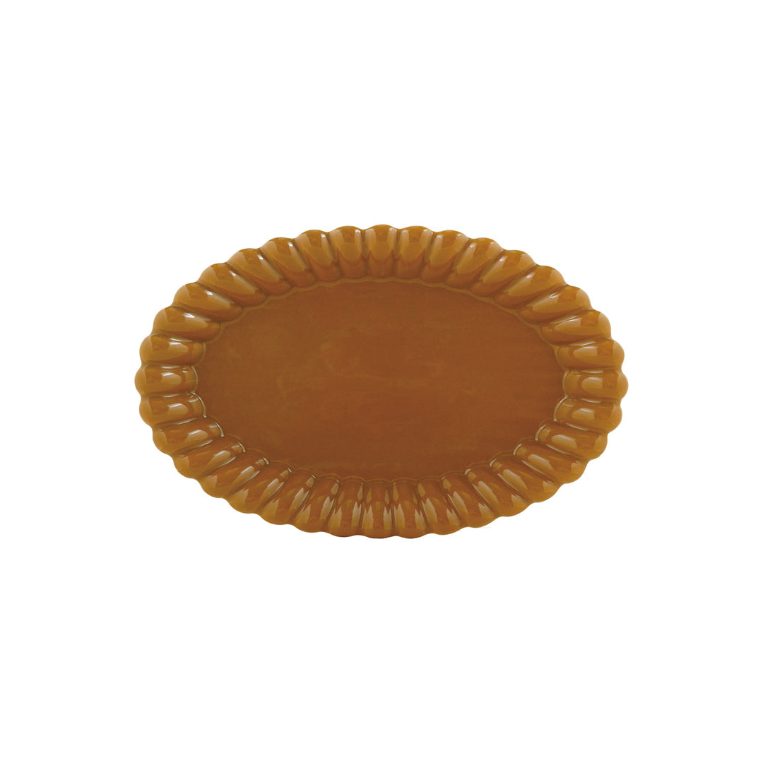 Mustard Stoneware Scalloped Platter