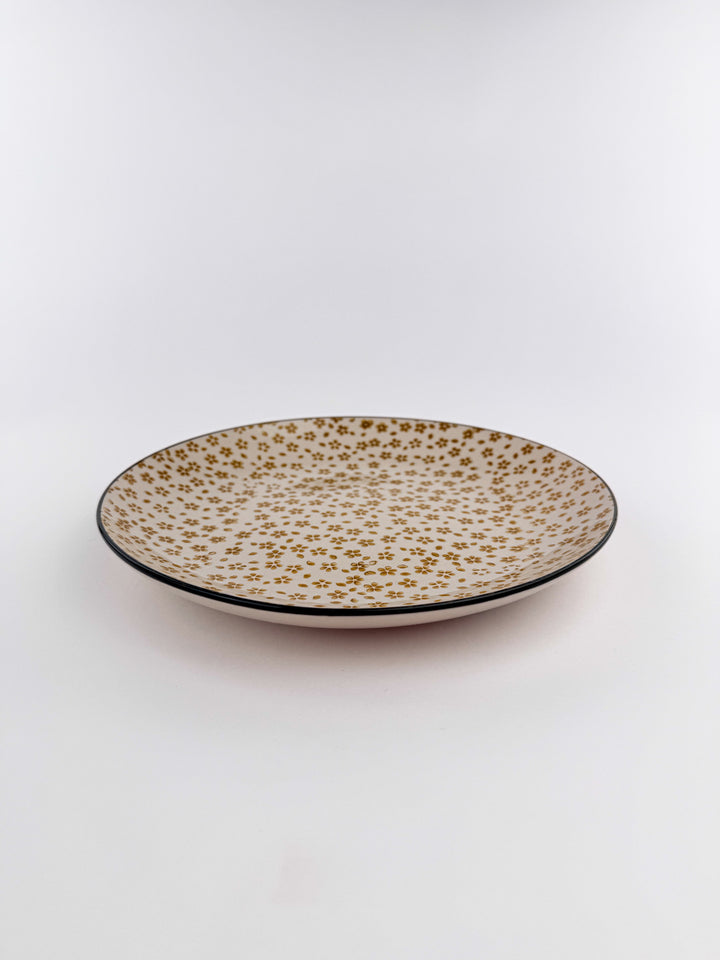 Hand-Stamped Stoneware Patterned Plate