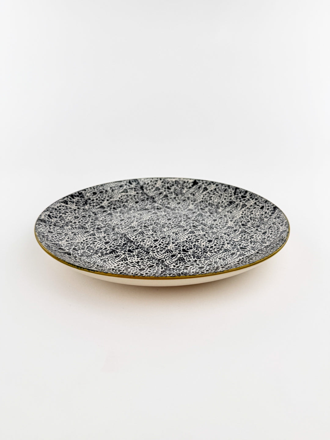 Hand-Stamped Stoneware Patterned Plate
