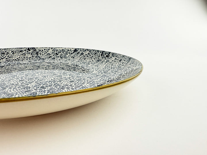 Hand-Stamped Stoneware Patterned Plate