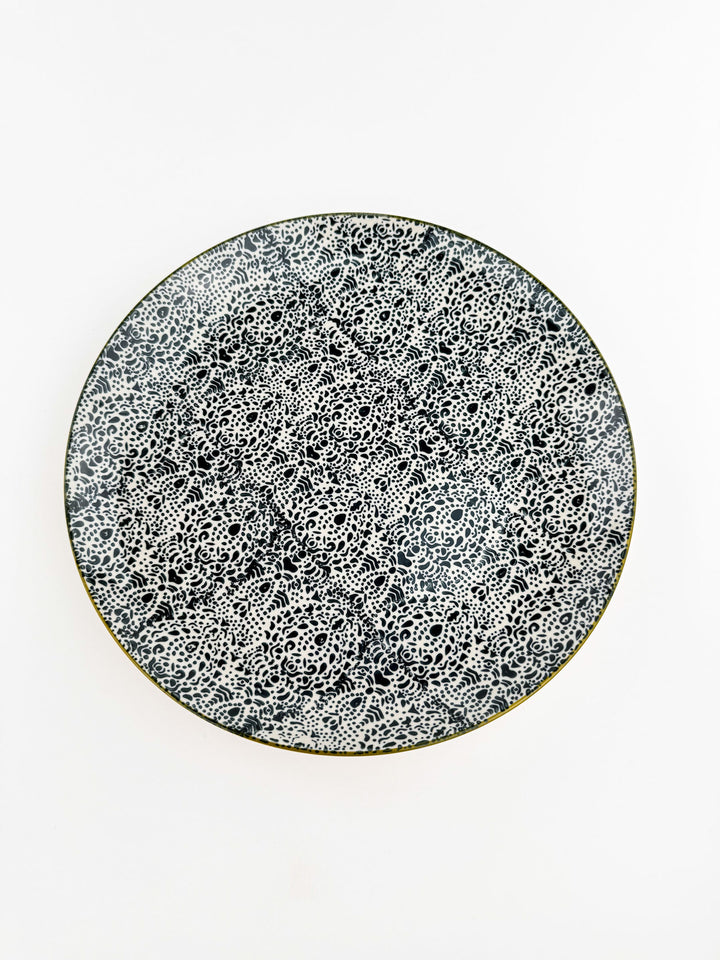 Hand-Stamped Stoneware Patterned Plate