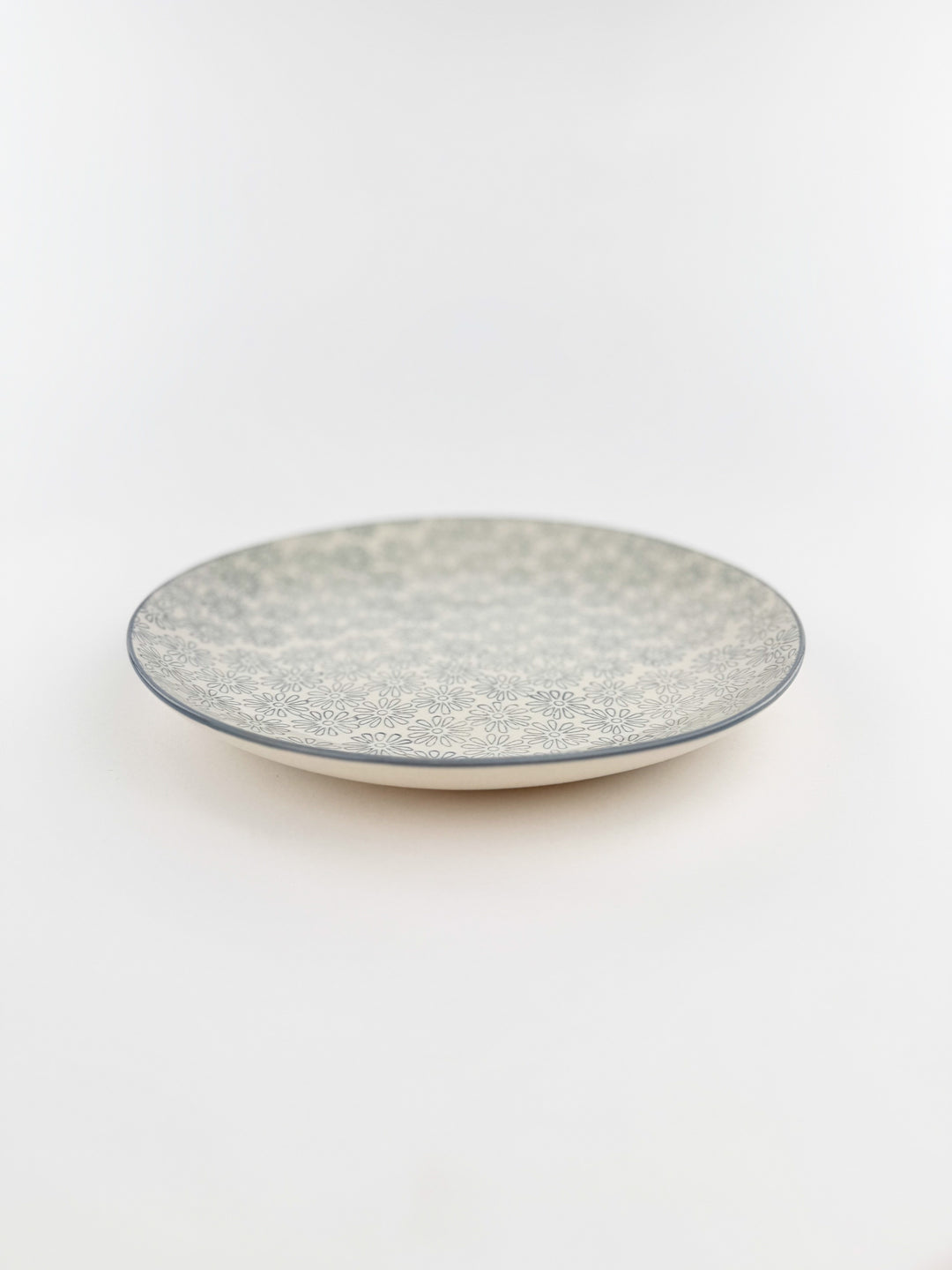 Hand-Stamped Stoneware Patterned Plate