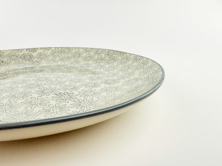 Hand-Stamped Stoneware Patterned Plate