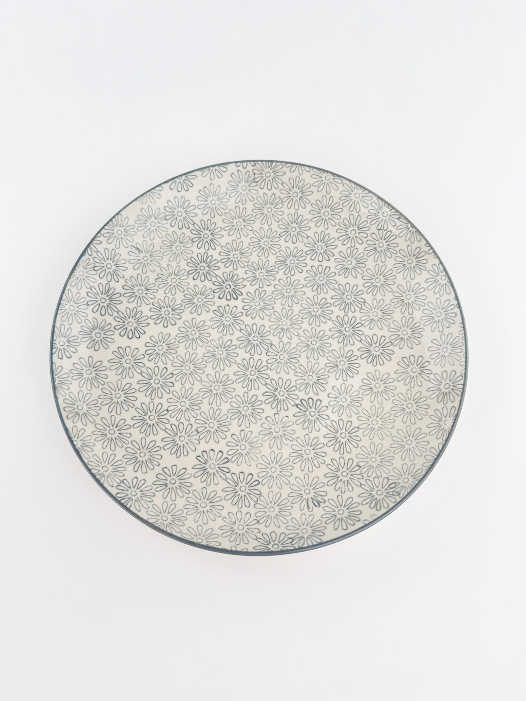 Hand-Stamped Stoneware Patterned Plate