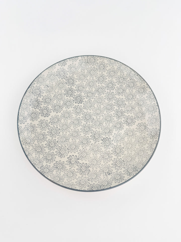 Hand-Stamped Stoneware Patterned Plate