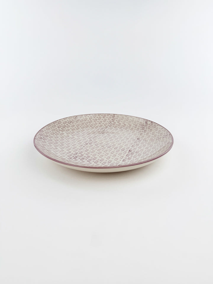 Hand-Stamped Stoneware Patterned Plate