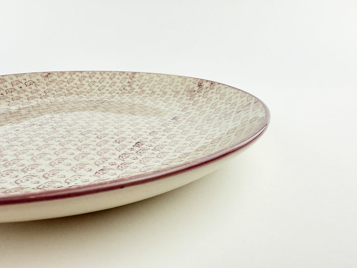 Hand-Stamped Stoneware Patterned Plate