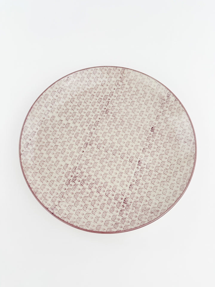 Hand-Stamped Stoneware Patterned Plate