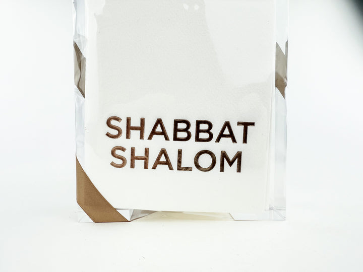 Shabbat Shalom Acrylic Tray with Guest Towels Set