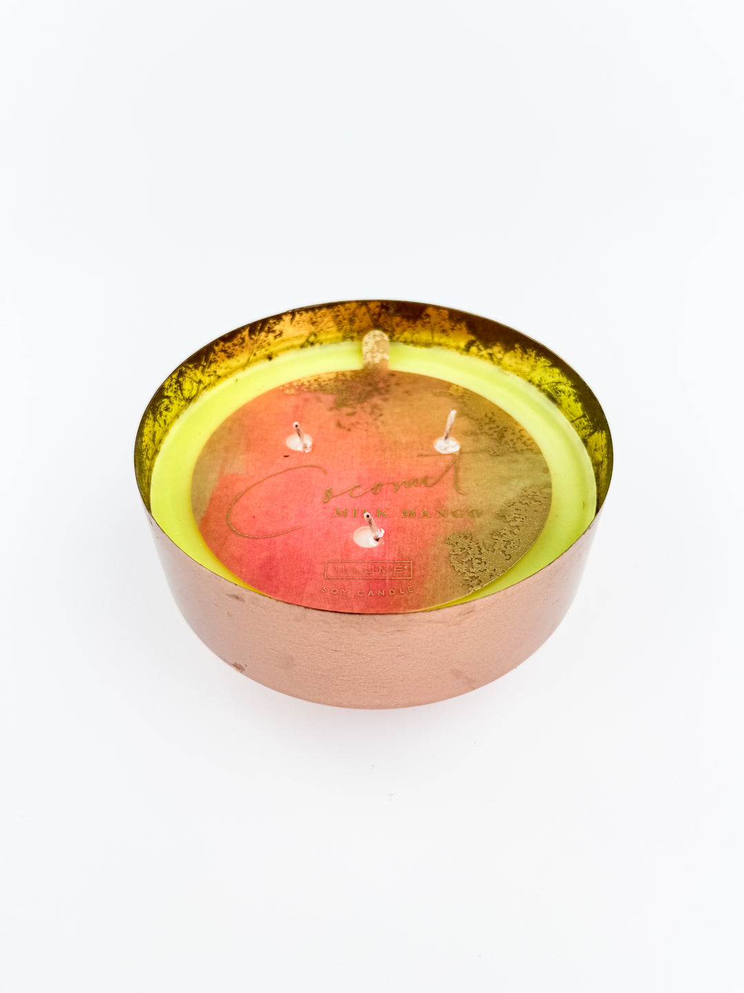 Coconut Milk Mango Fresh Cut Medium Metal Candle