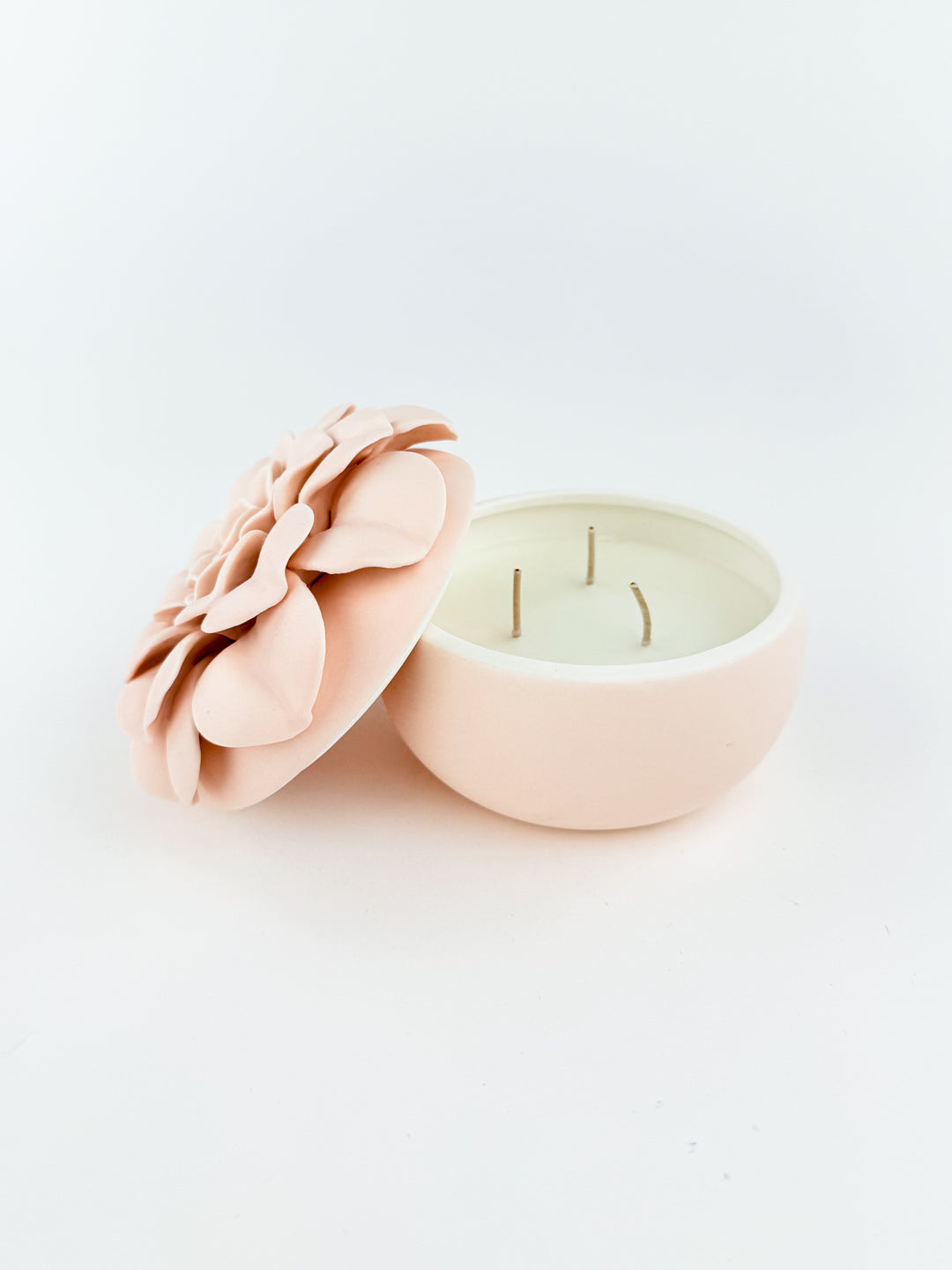 Coconut Milk Mango Ceramic Flower Candle