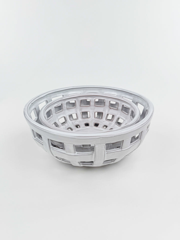 White Basket Weave Bowl