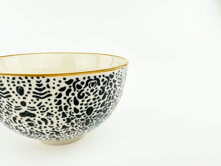 Hand-Stamped Stoneware Patterned Bowl