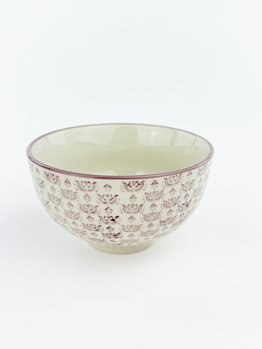 Hand-Stamped Stoneware Patterned Bowl