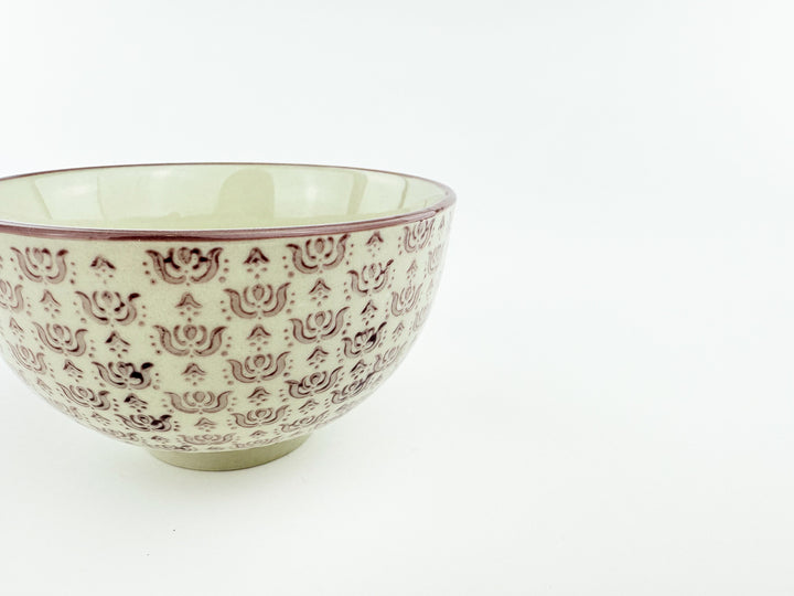 Hand-Stamped Stoneware Patterned Bowl
