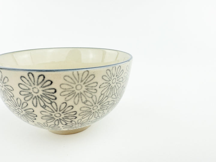 Hand-Stamped Stoneware Patterned Bowl
