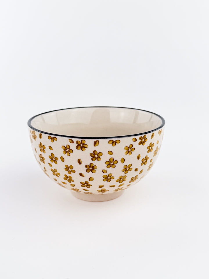 Hand-Stamped Stoneware Patterned Bowl