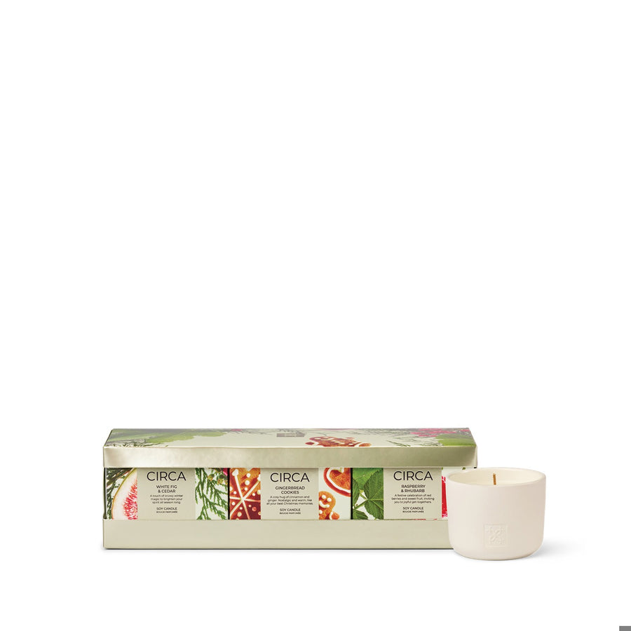 3x2.47 oz. Candle Trio - WHITE FIG & CEDAR, RASPBE