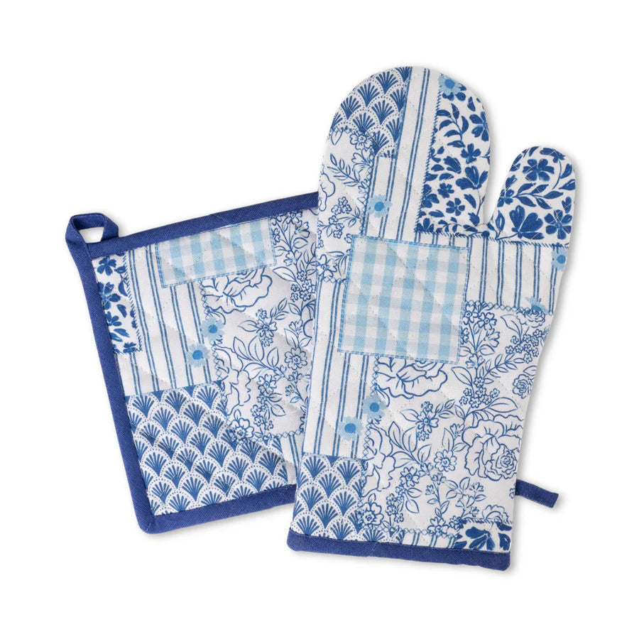 Costal Patchwork Oven Mitt & Pot Holder Set
