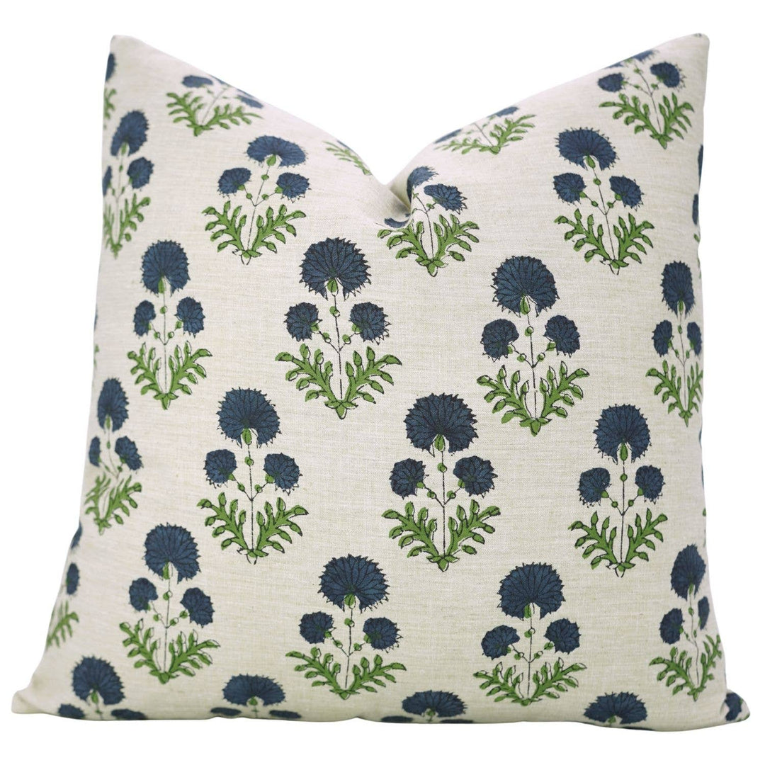 Crafted Block Print Design Linen Blend Pillow, 20" x 20"
