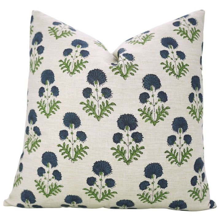 Crafted Block Print Design Linen Blend Pillow, 20" x 20"