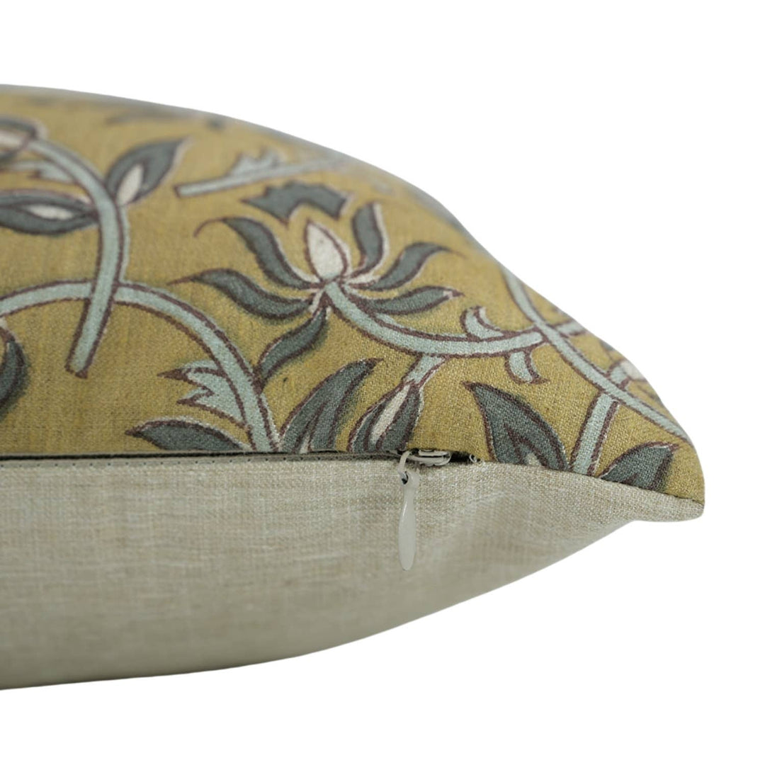 Natural Block Print Linen Blend Pillow, 20" x 20"