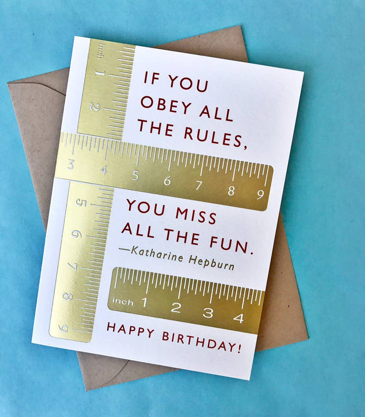 Birthday Card - Rulebreaker Quote