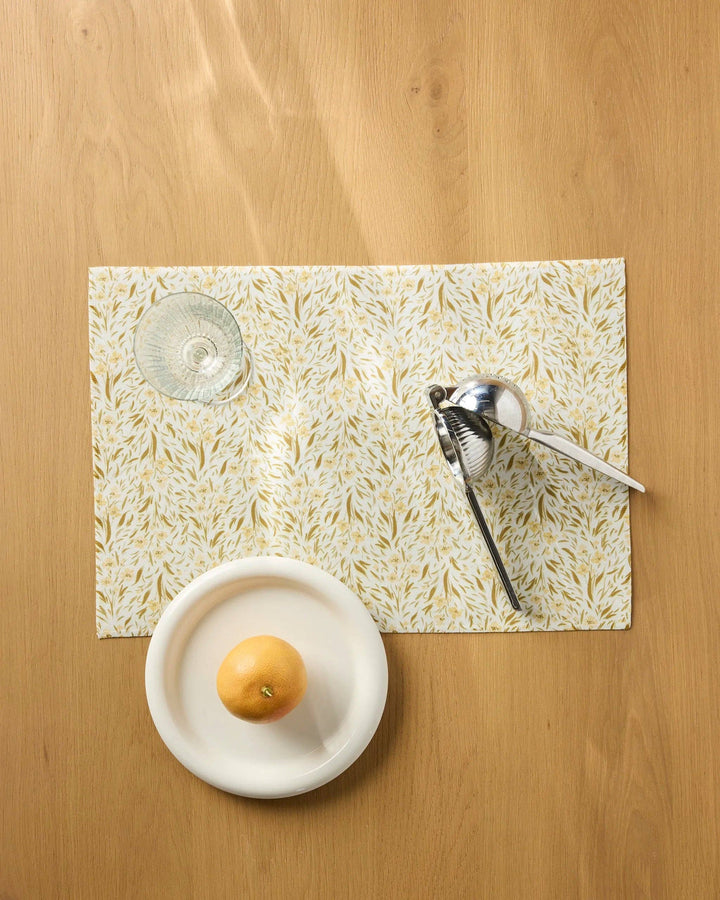 Yellow Floral Placemats, Set of 4