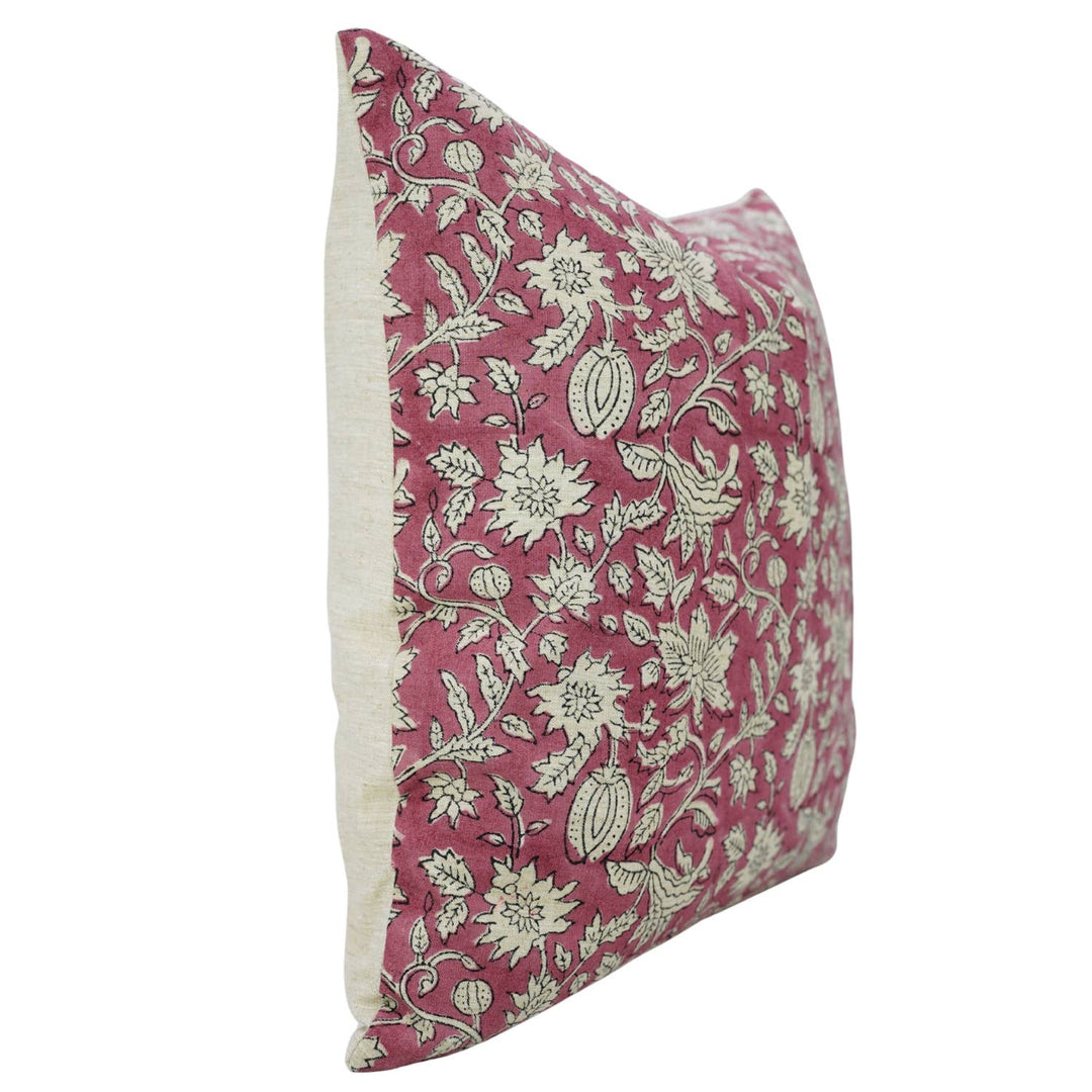 Hand Block Print Linen Blend Pillow, 20" x 20"