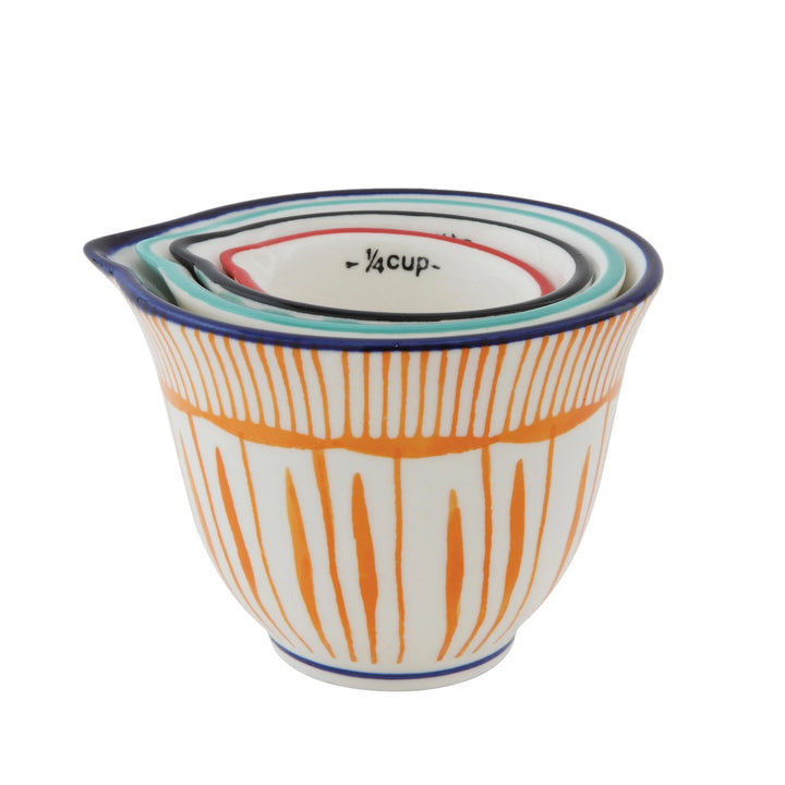 Hand-Stamped Stoneware Measuring Cups