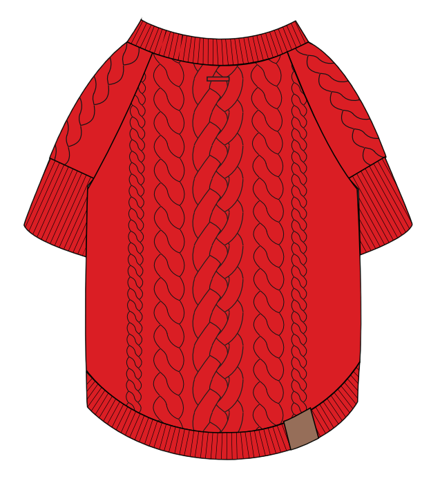 Red Cable Knit Dog Sweater, M