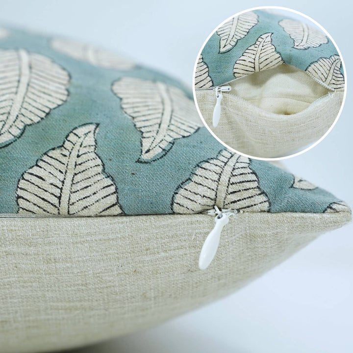 Floral Block Design Linen Blend Pillow, 20" x 20"