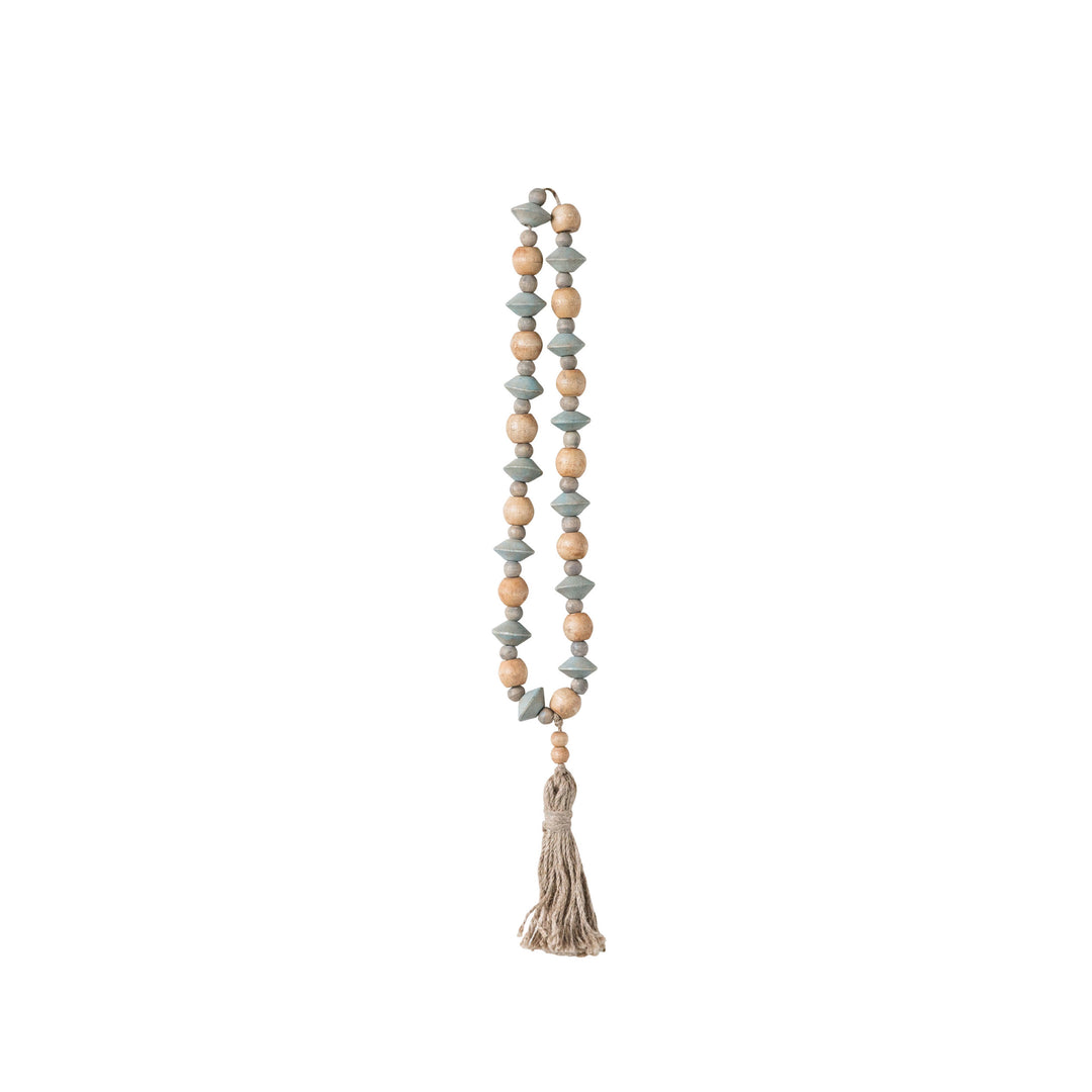 Abaca Wood Bead Strand with Tassel
