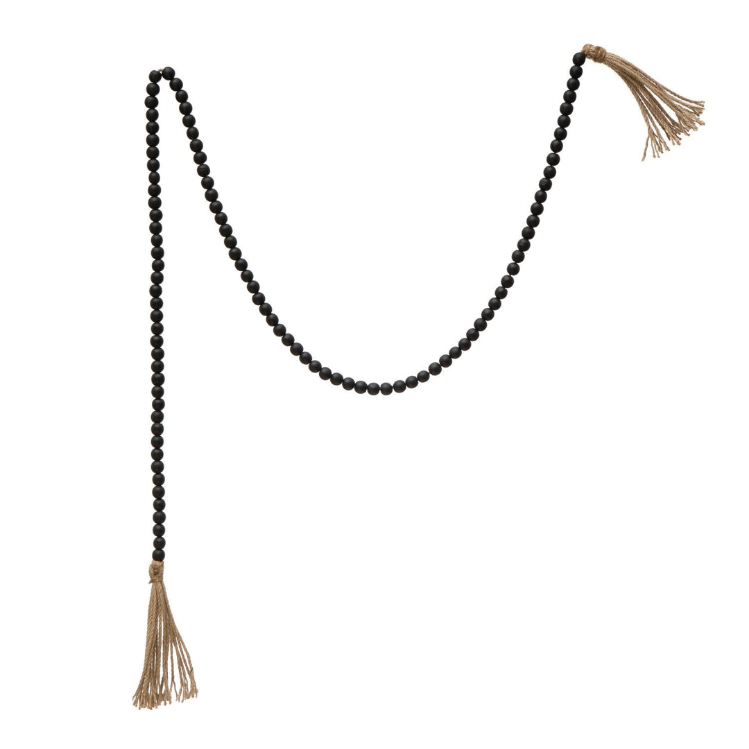 Paulownia Wood Bead Garland with Jute Tassels