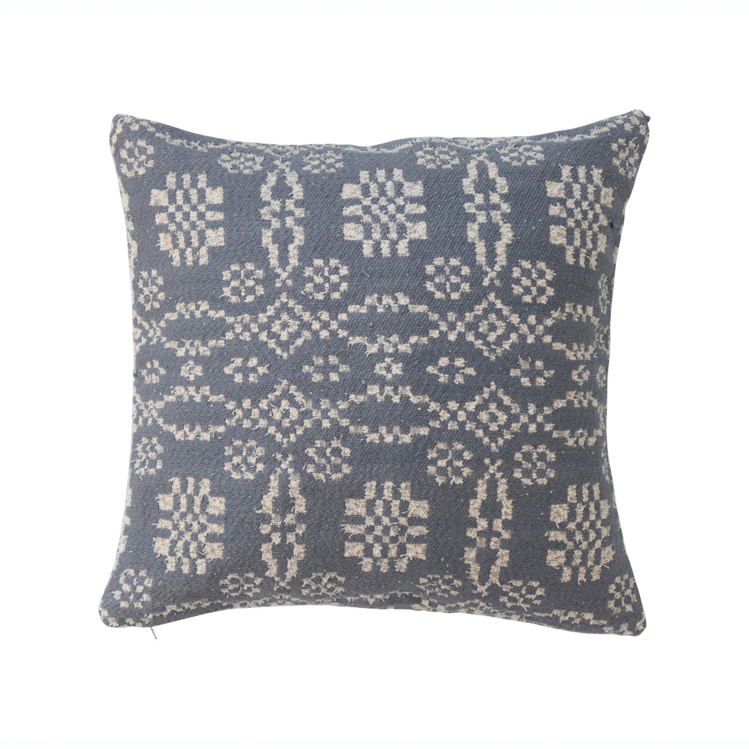 20" Woven Cotton Jacquard Pillow, Polyester Fill