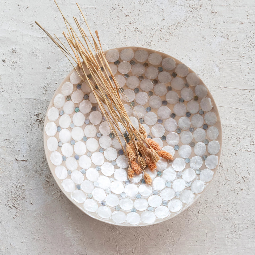 Natural Decorative Resin & Capiz Bowl