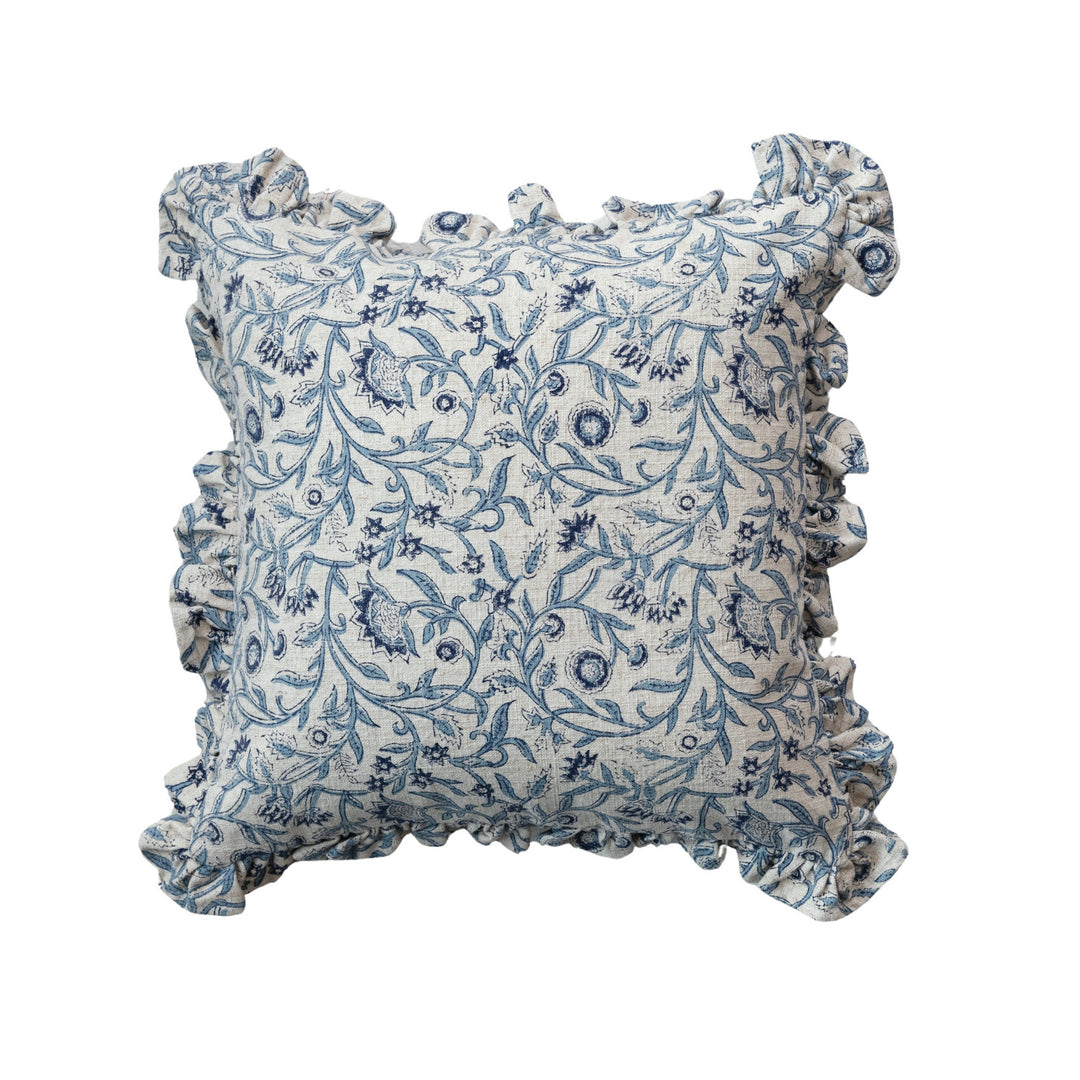 Cotton Blend Block Printed Pillow, 18" Square